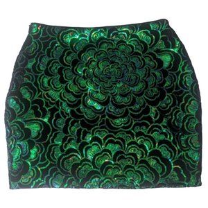 H&M Black Velvet Sequin Mermaid Mini Skirt Size Womens Small Side Zip New Other